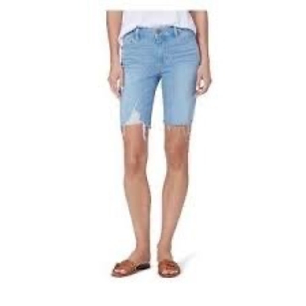 PAIGE‎ Denim Women Light Wash Distressed Raw Hem Bermuda Shorts Size 25